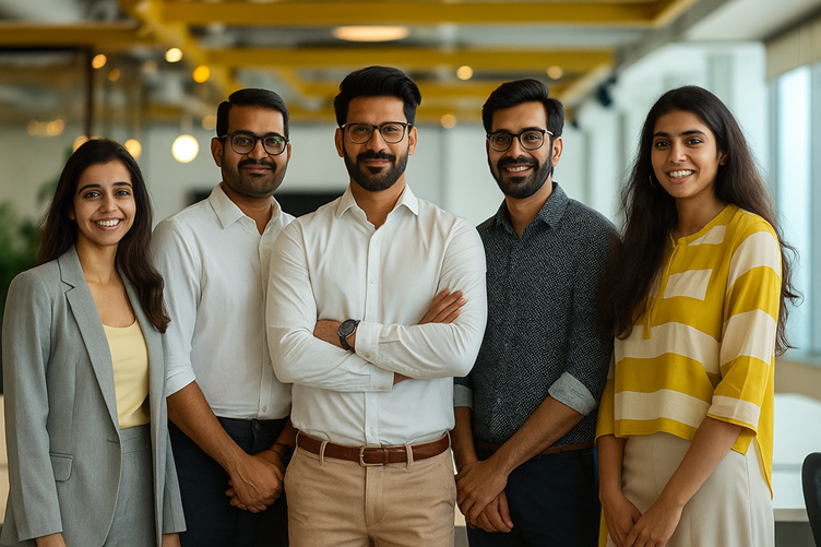 Legal and company secretarial team reviewing bilingual Gujarati contracts